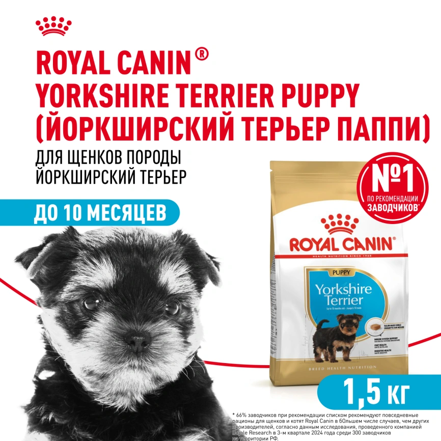 Сухой корм Royal Canin Yorkshire Terrier Puppy для щенков, 1.5 кг фото 1