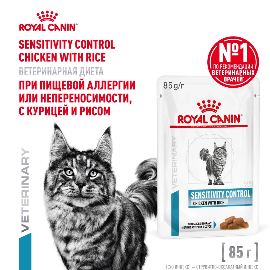 Влажный корм Royal Canin Sensitivity Control в соусе для кошек при пищевой аллергии, с курицей и рисом, пауч, 85 г фото 1