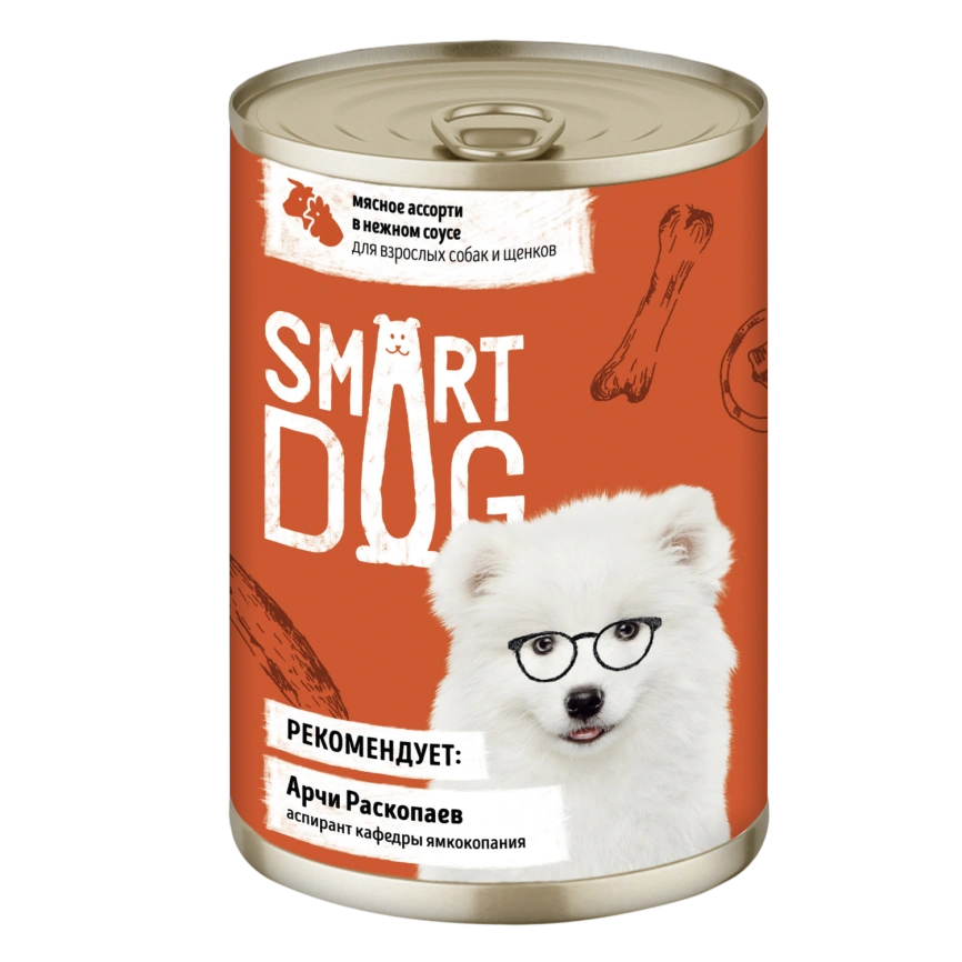 Влажный корм Smart Dog для для взрослых собак и щенков, мясное ассорти в нежном соусе, 400 г фото 1