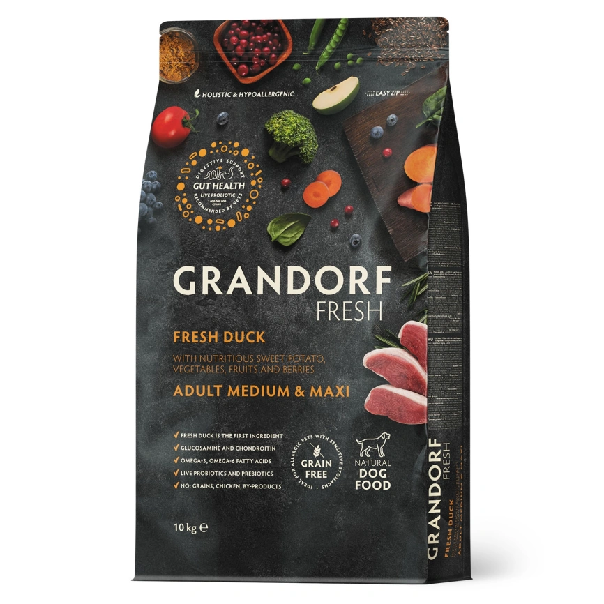 Сухой корм Grandorf Fresh Dog для взрослых собак средних и крупных пород диетическая формула для особо аллергичных собак утка с бататом 3 кг фото 1