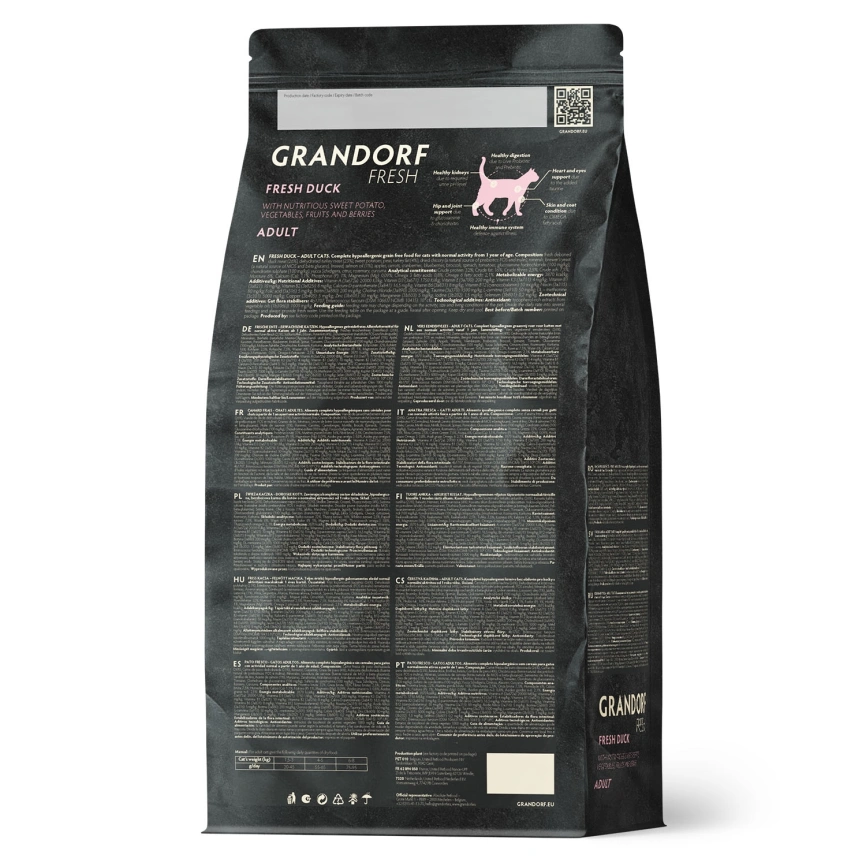 Сухой корм Grandorf Fresh Cat для взрослых кошек диетическая формула для особо аллергичных кошек утка с бататом 2 кг фото 2