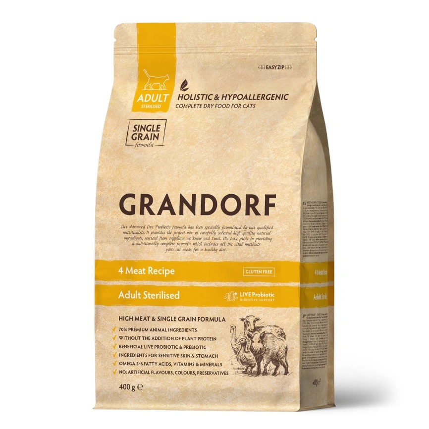 Сухой корм Grandorf Turkey Sterilised для стерилизованных кошек, 400 г фото 1