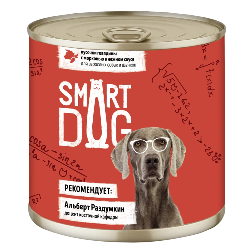 Влажный корм Smart Dog для для взрослых собак и щенков, кусочки говядины с морковью в нежном соусе, 85 г фото 1