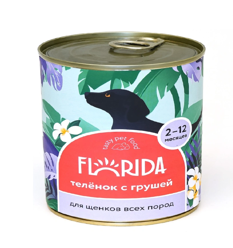 Влажный корм Florida для щенков с  телятины и грушей, 240 г фото 1