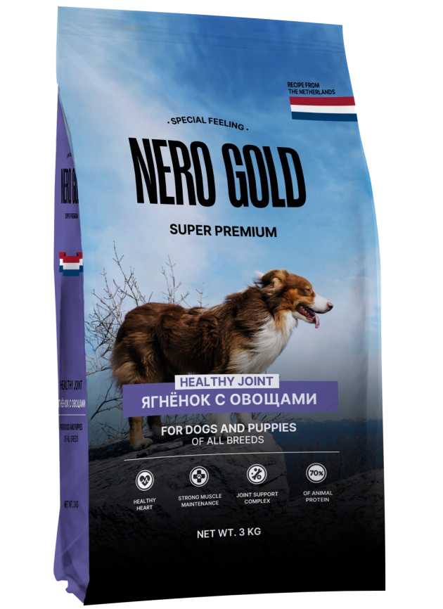 Сухой корм NERO GOLD для собак и щенков с мясом ягненка и овощами, 3 кг фото 1