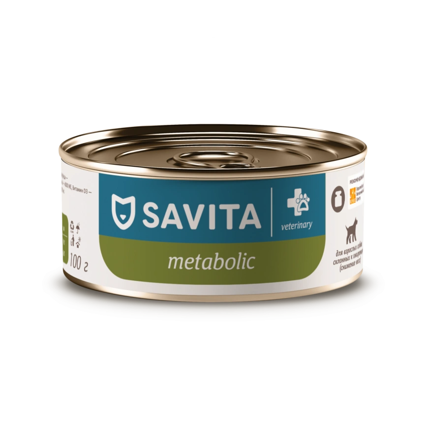 Влажный корм SAVITA Preventive Line Metabolic для взрослых собак для снижения веса и склонных к ожирению, 100 г фото 1