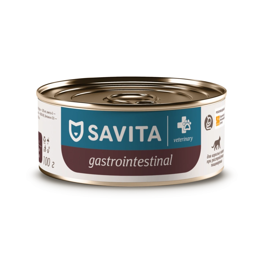 Влажный корм SAVITA Preventive Line Gastrointestinal для взрослых кошек при расстройствах пищеварения, 100 г фото 1