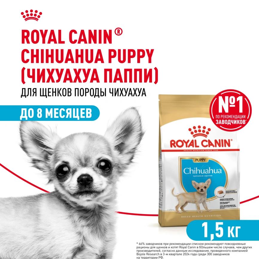 Сухой корм Royal Canin Chihuahua Puppy для щенков породы чихуахуа, 1.5 кг фото 1