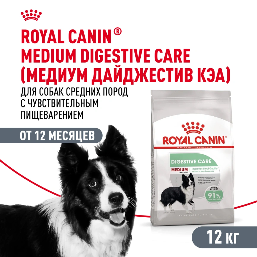 Сухой корм Royal Canin Medium Digestive Care для собак, 12 кг фото 1