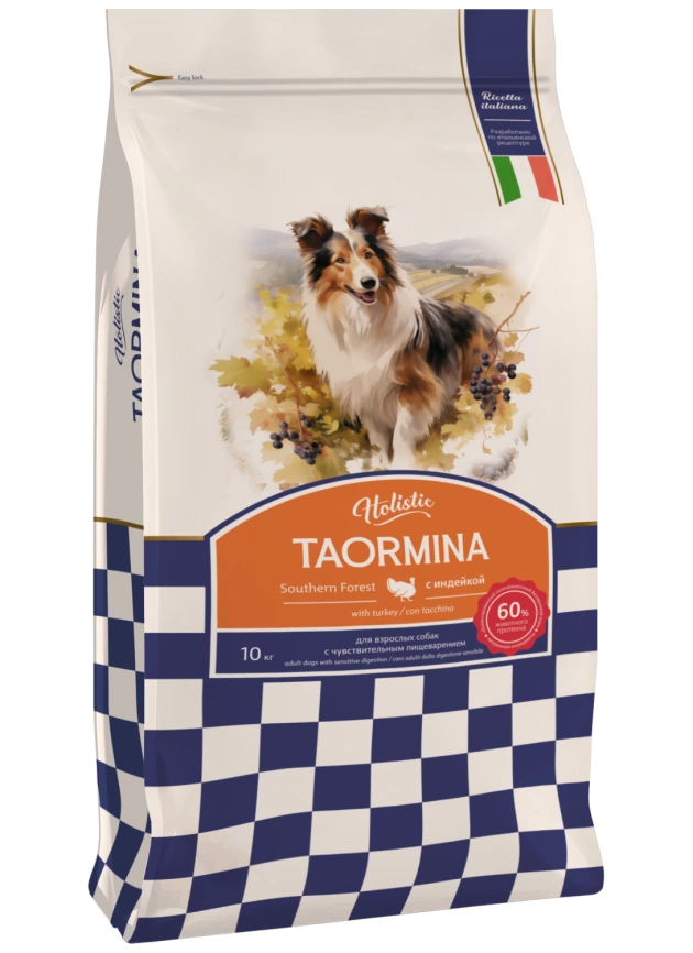 Сухой корм Taormina для взрослых собак с чувствительным пищеварением с индейкой Southern Forest, 10 кг фото 1
