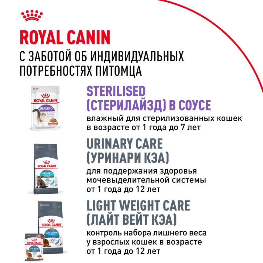 Влажный корм Royal Canin Sterilised в желе для стерилизованных кошек старше 1 года, пауч, 85 г фото 16
