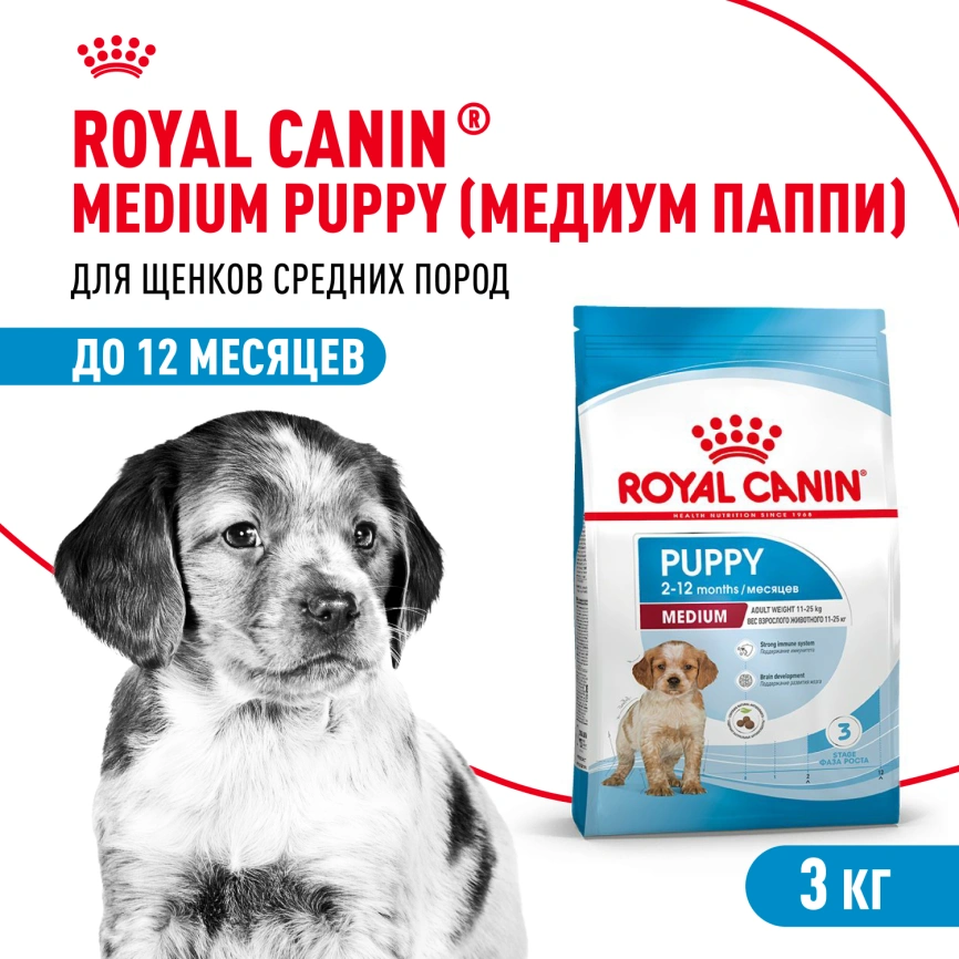 Сухой корм Royal Canin Medium Puppy для щенков, 3 кг фото 1