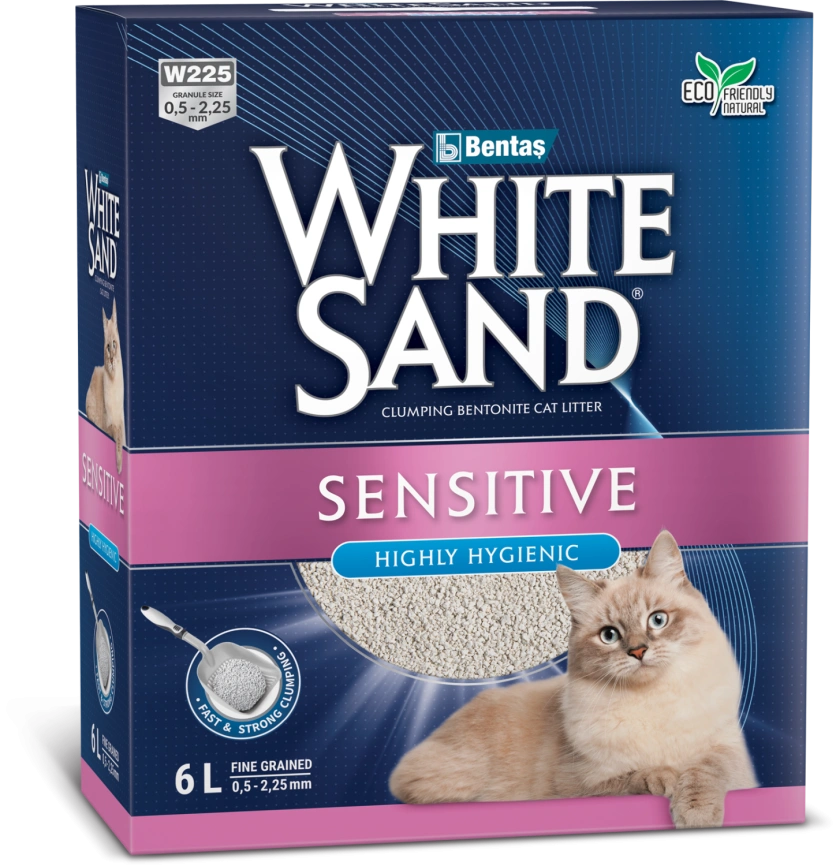 Наполнитель White Sand комкующийся для чувствительных кошек, без запаха, 5.1 кг фото 1