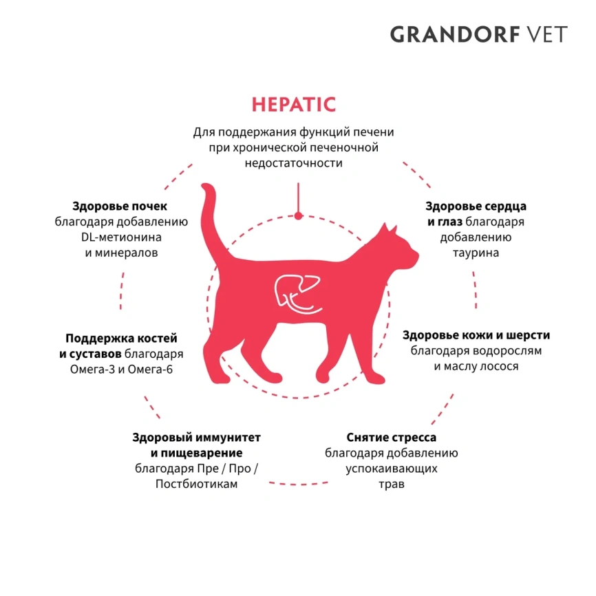 Сухой корм Grandorf VeterinaryHepatic для кошек при заболеваниях печени, 2 кг фото 2
