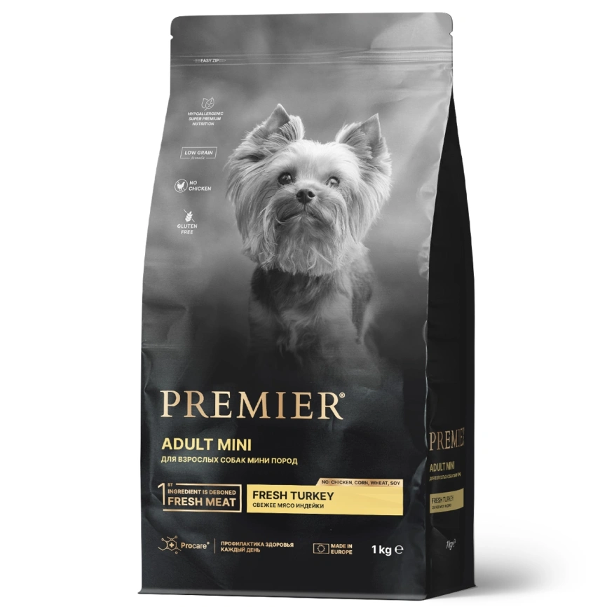 Сухой корм Premier Dog Turkey Adult Mini для собак мелких пород, 1 кг фото 1