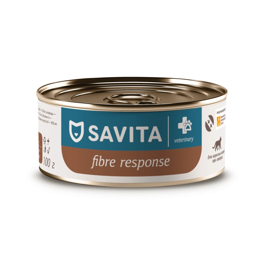 Влажный корм SAVITA Preventive Line Gastrointestinal Fibre Response для кошек при запорах, 100 г фото 1