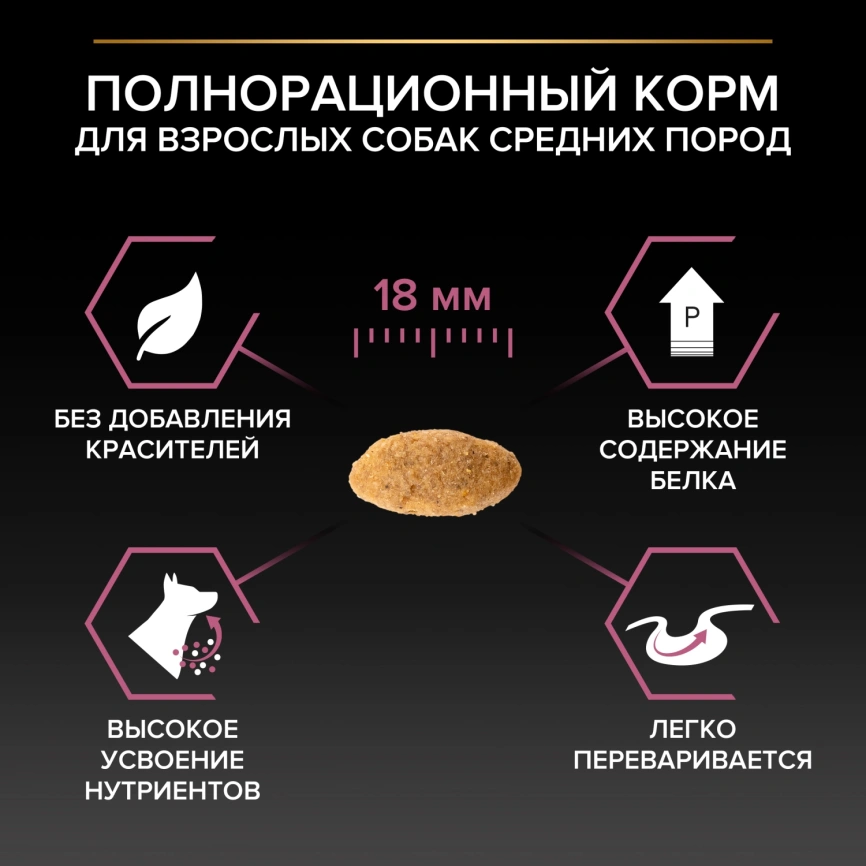 Сухой корм Purina Pro Plan Medium Sensitive Skin для взрослых собак средних пород, лосось и рис, 3 кг фото 3