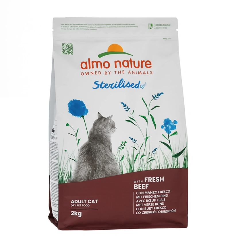 Сухой корм Almo Nature Sterilised, для стерилизованных кошек со cвежей говядиной и коричневым рисом, 2 кг фото 1